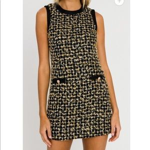 Metallic Tweed Sleeveless Mini Dress 